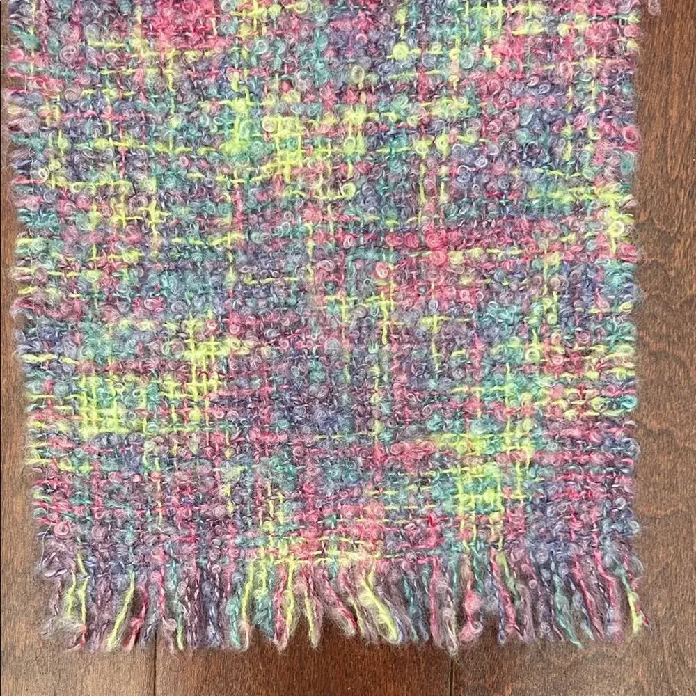 Donegal Irish Mohair Wool Blend Multicolor Scarf, Pastel Unicorn Colors